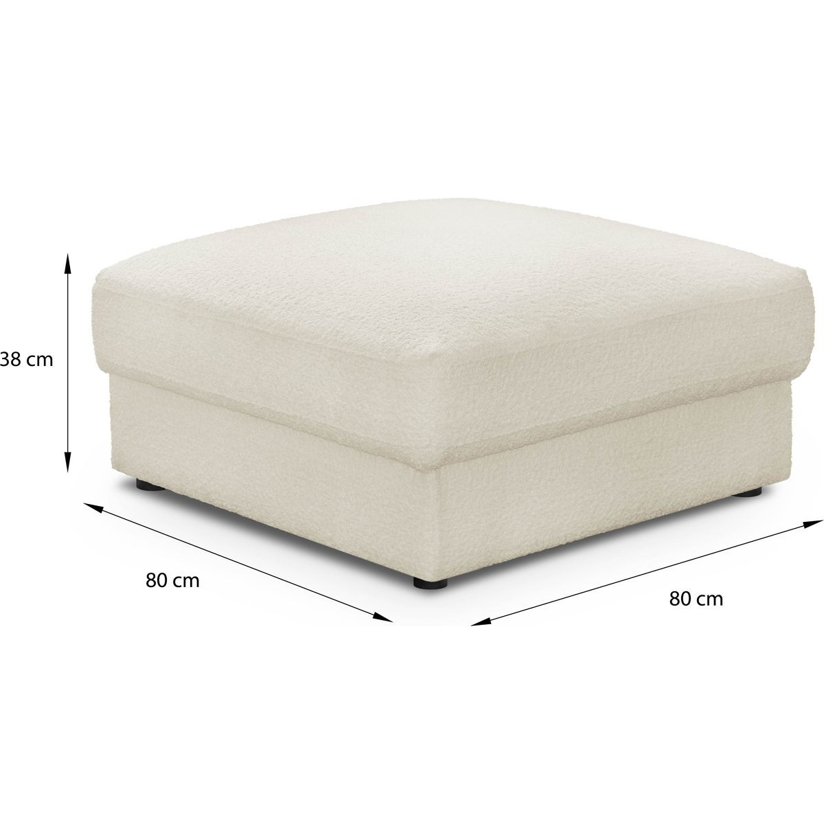 Pouf en tissu bouclette - ROBIN ecru, HOMIFAB