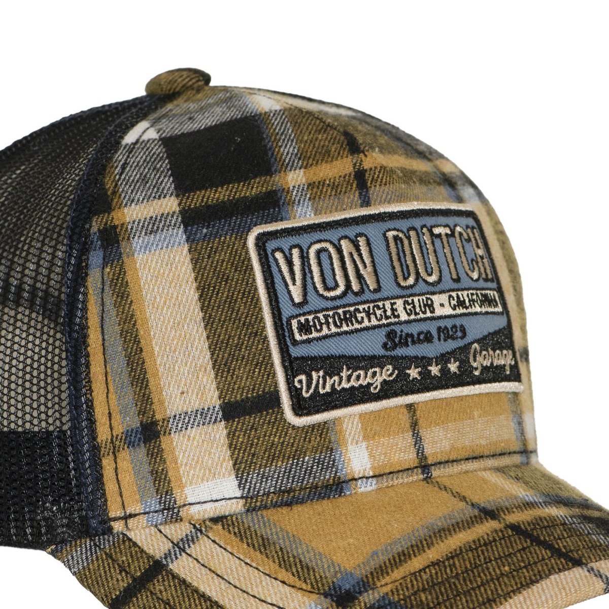 Casquette trucker SQUARES bleu/jaune/beige/noir, VON DUTCH