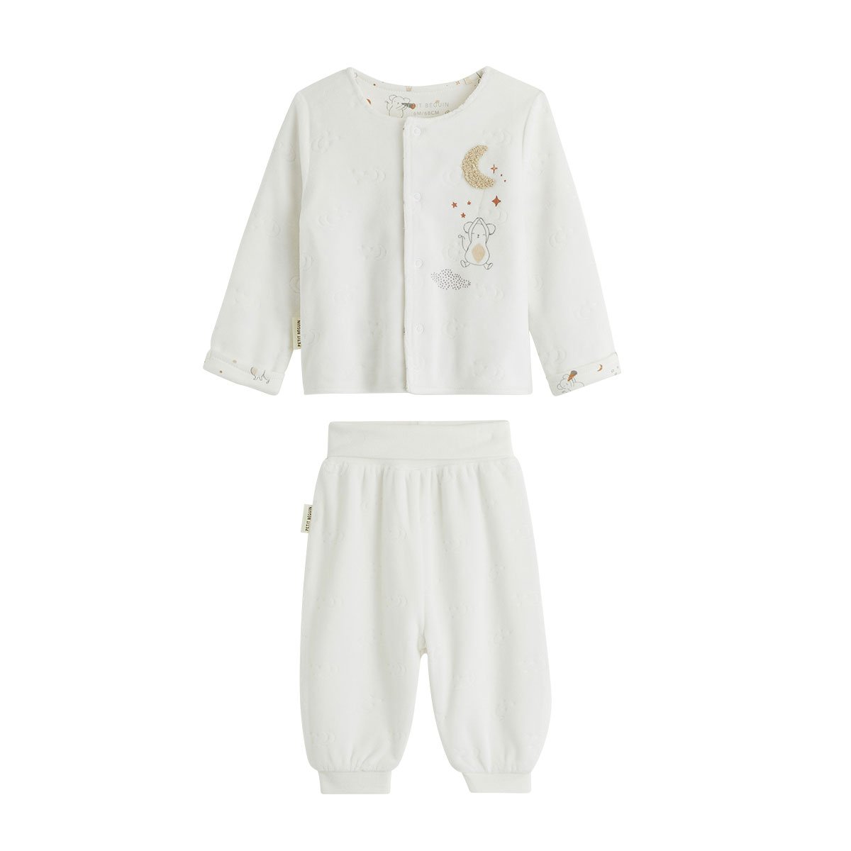 Ensemble bébé gilet et pantalon en velours Eliah ecru, PETIT BEGUIN