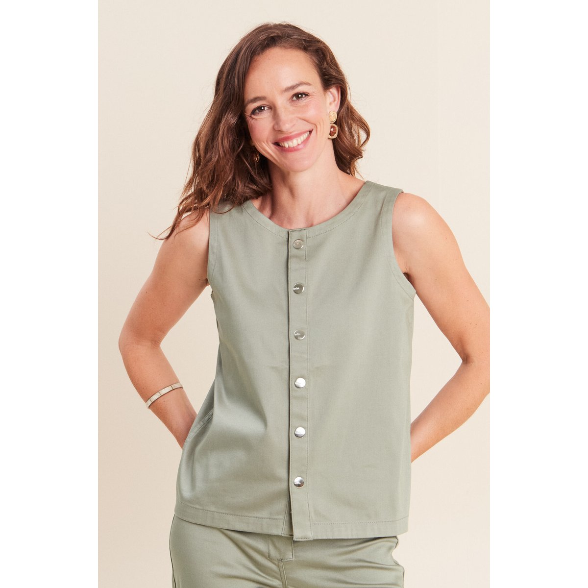T-shirt réversible sans manches vert clair, BREAL