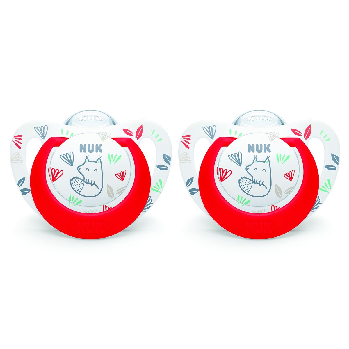 Lot de 2 Sucettes Nuk expert Starline Silicone 18-36 Ecureuil couleur unique, NUK