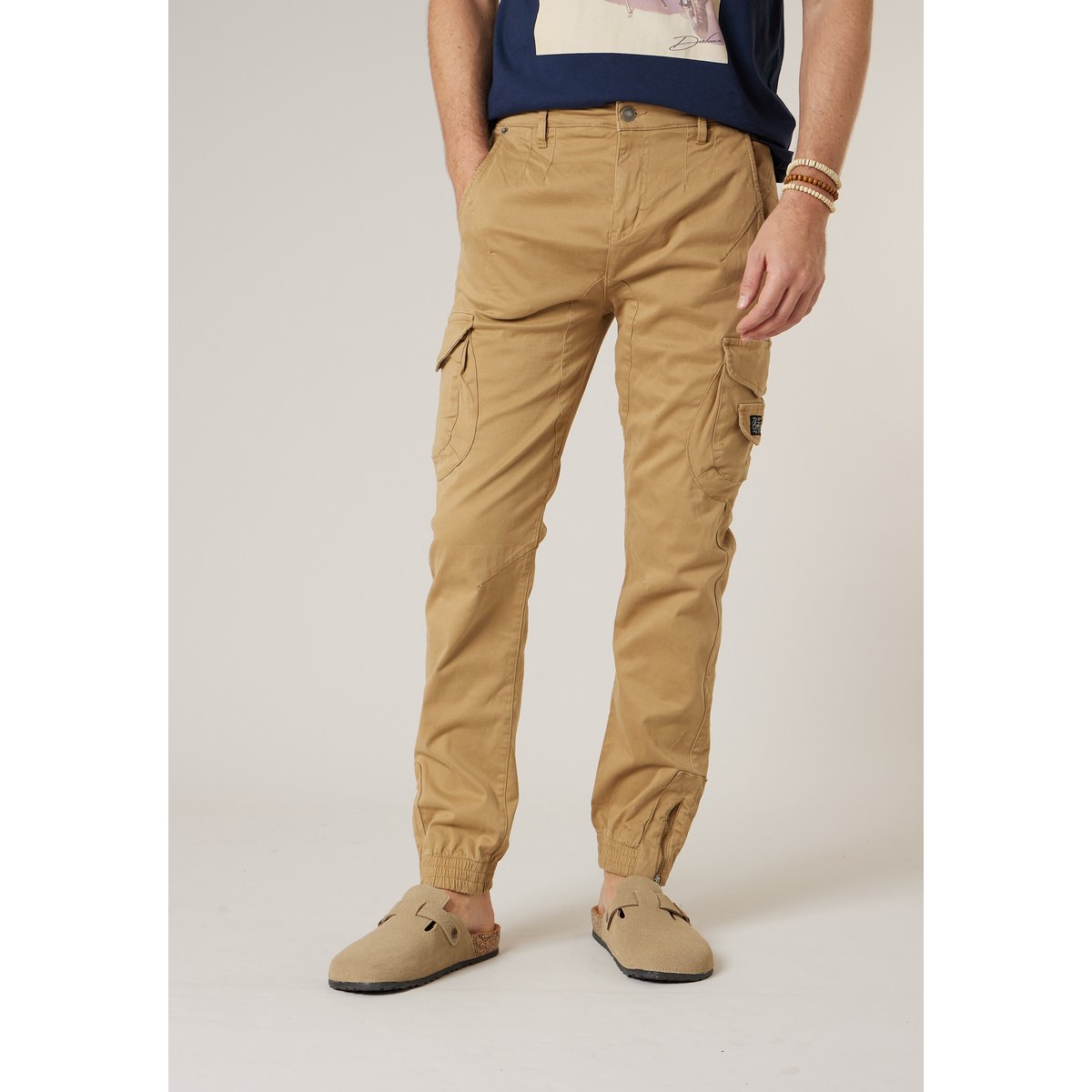 Pantalon cargo slim homme en coton GARDEN camel, DEELUXE