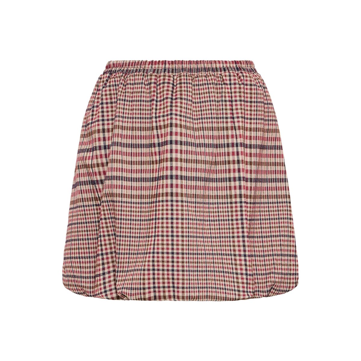 Jupe courte plissée, taille élastiquée big check, ICHI