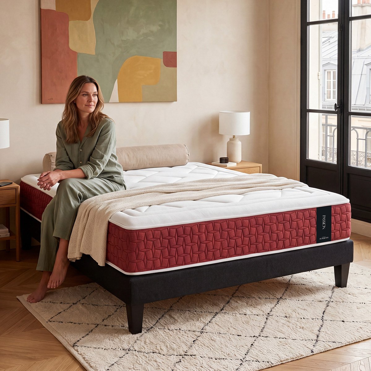 Matelas Ressorts ensachés PASSION - 30 cm d'épaisseur - Accueil moelleux, soutien ferme blanc, MAISON AUBERTIN