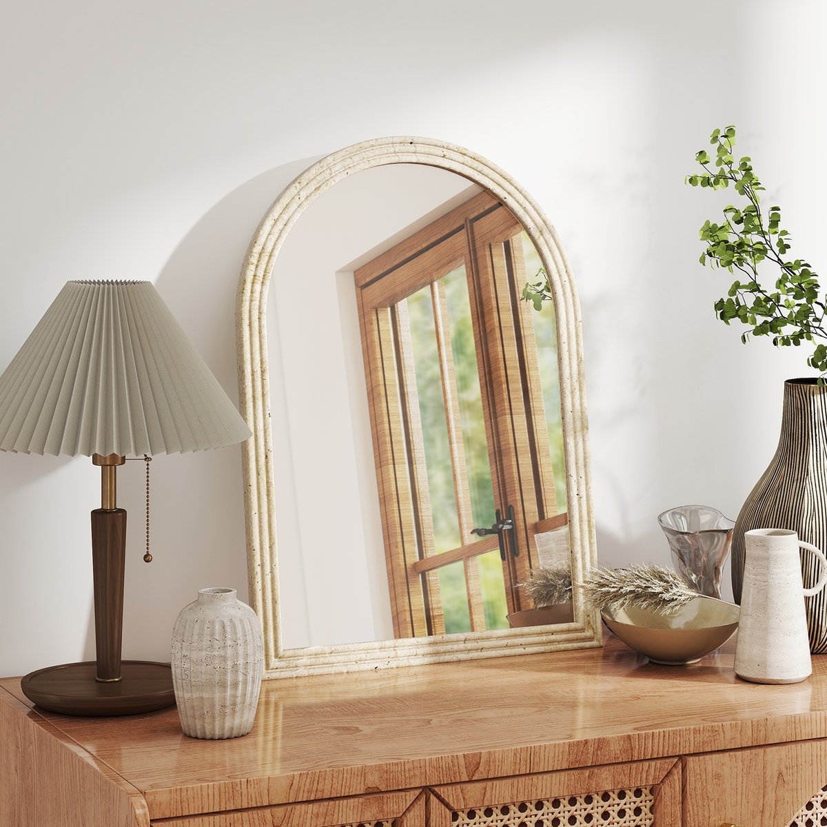 Miroir mural Polystyrène Beige beige, HOMCOM