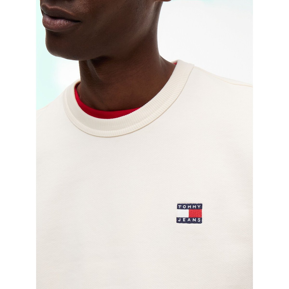 Logo Print Crew Neck Sweatshirt off-white, TOMMY JEANS