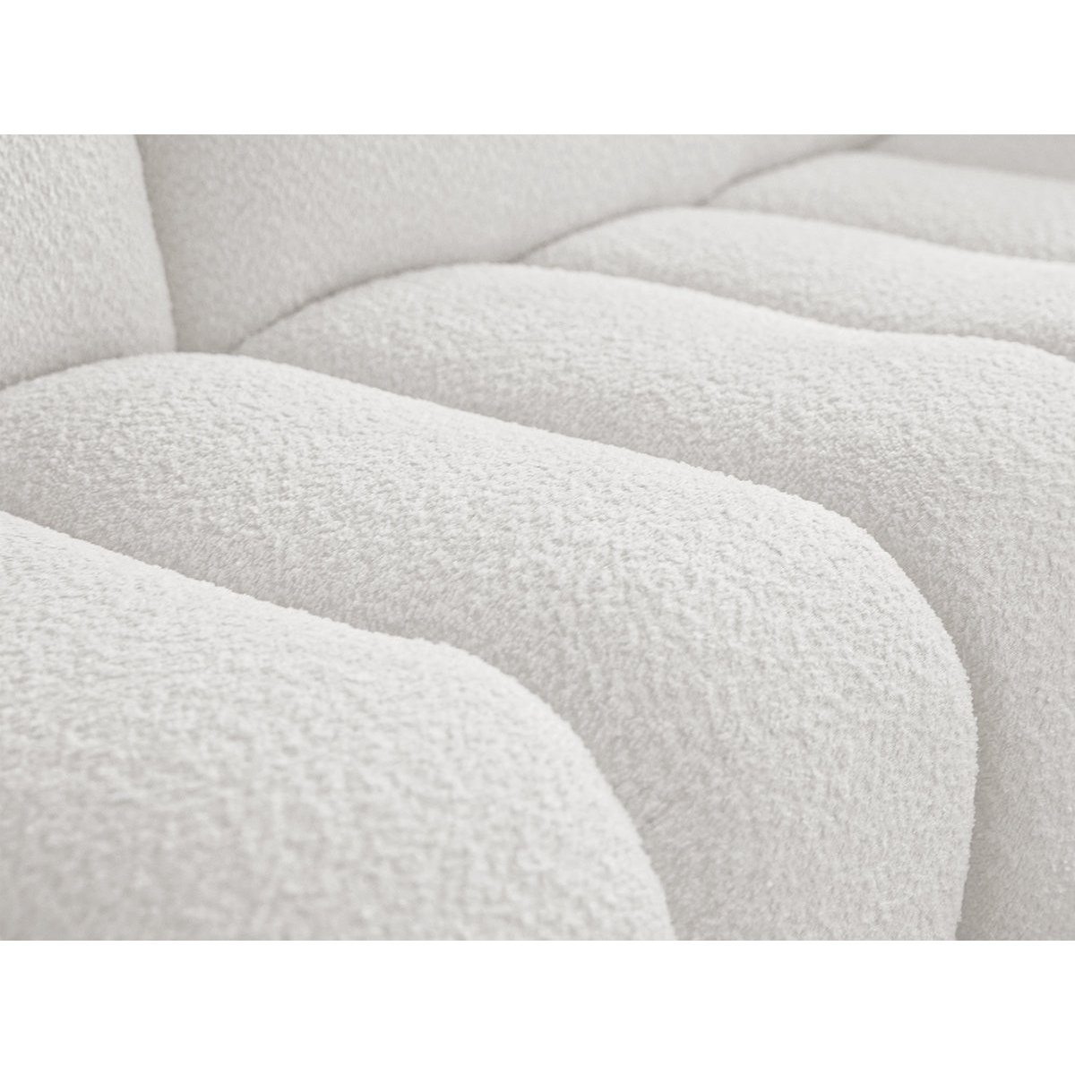 Canapé d'angle fixe 3 places en tissu bouclette, AZRA blanc, BOBOCHIC