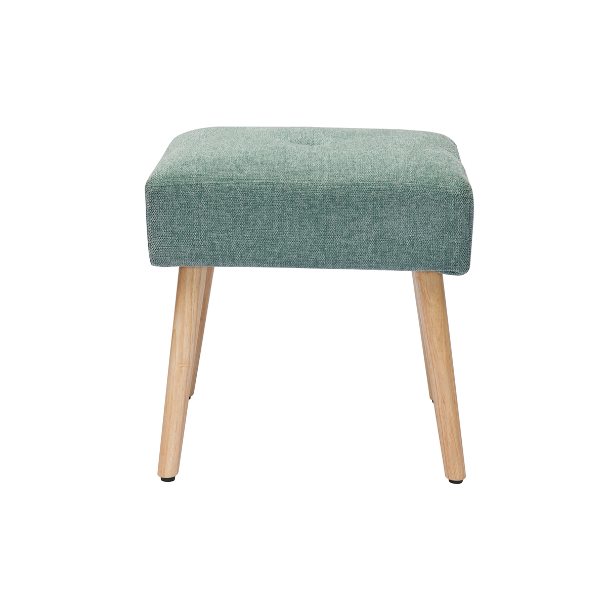 Tabouret bas en tissu effet velours texturé terre brûlée et bois clair massif H46 cm GUESTA vert lagon, MILIBOO