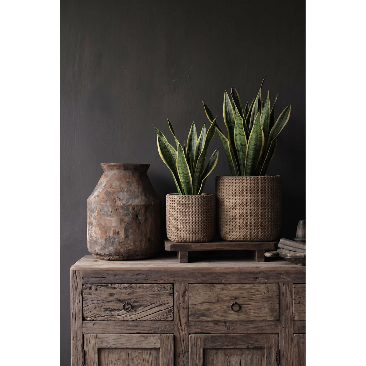 Cache-pot en béton RATTANROCK beige, BAZAR BIZAR