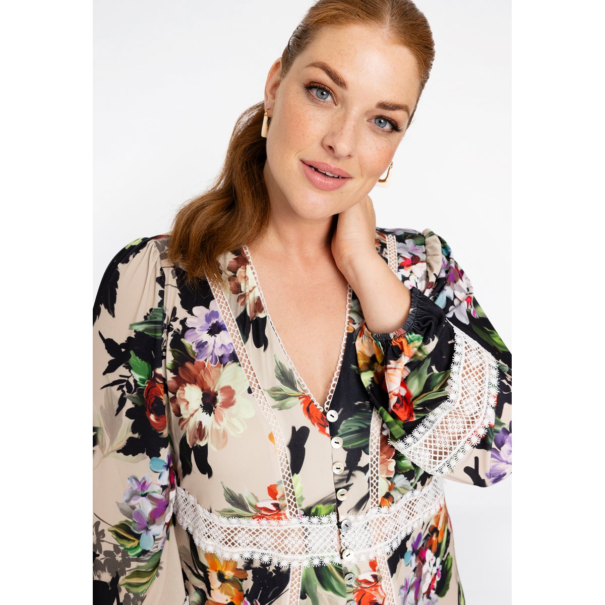 Robe imprimé / imprimée floral marron, YOEK