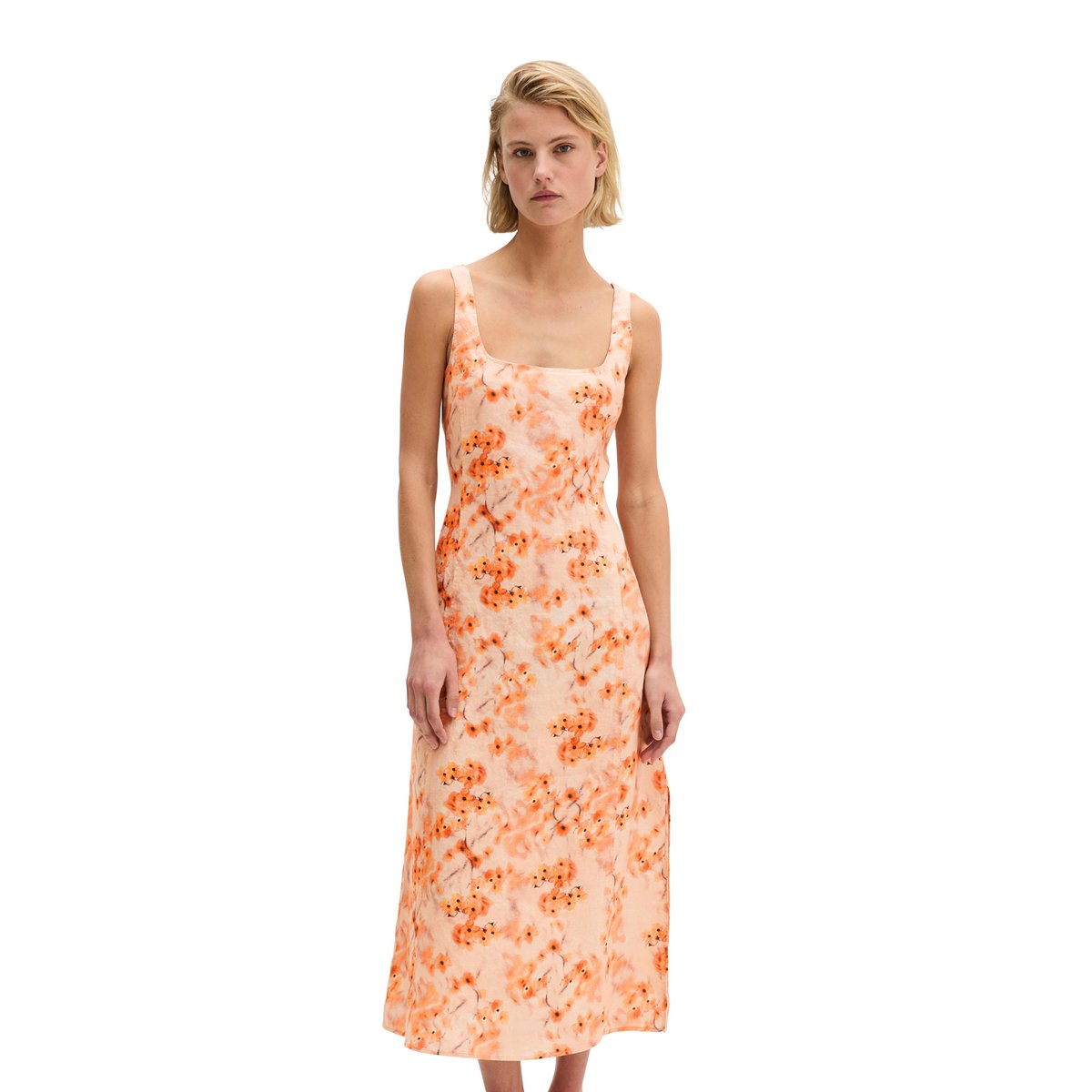 Robe en lin découpée shaped avec détail de nœud à l'arrière orange, MARC O'POLO