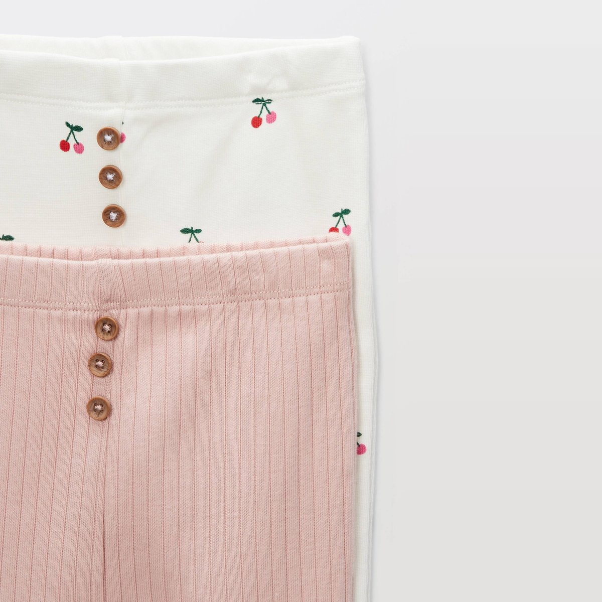 Lot de 2 leggings unis et imprimés en coton BIO GOTS buvard, BOUT'CHOU
