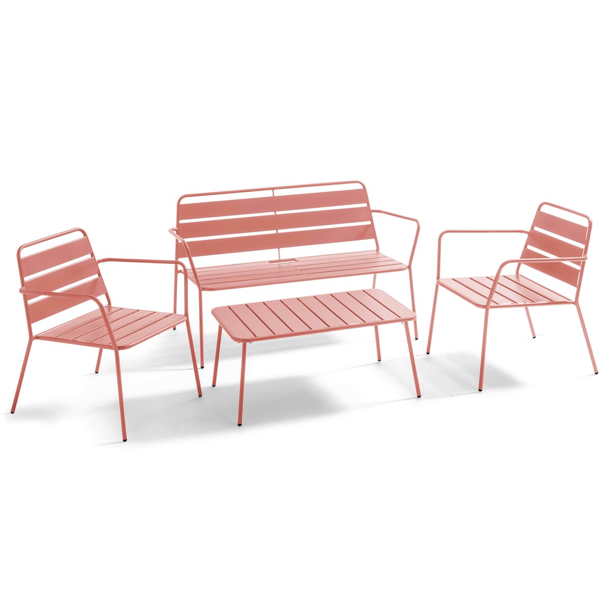 Table basse de jardin en acier thermolaqué, PALAVAS argile, OVIALA