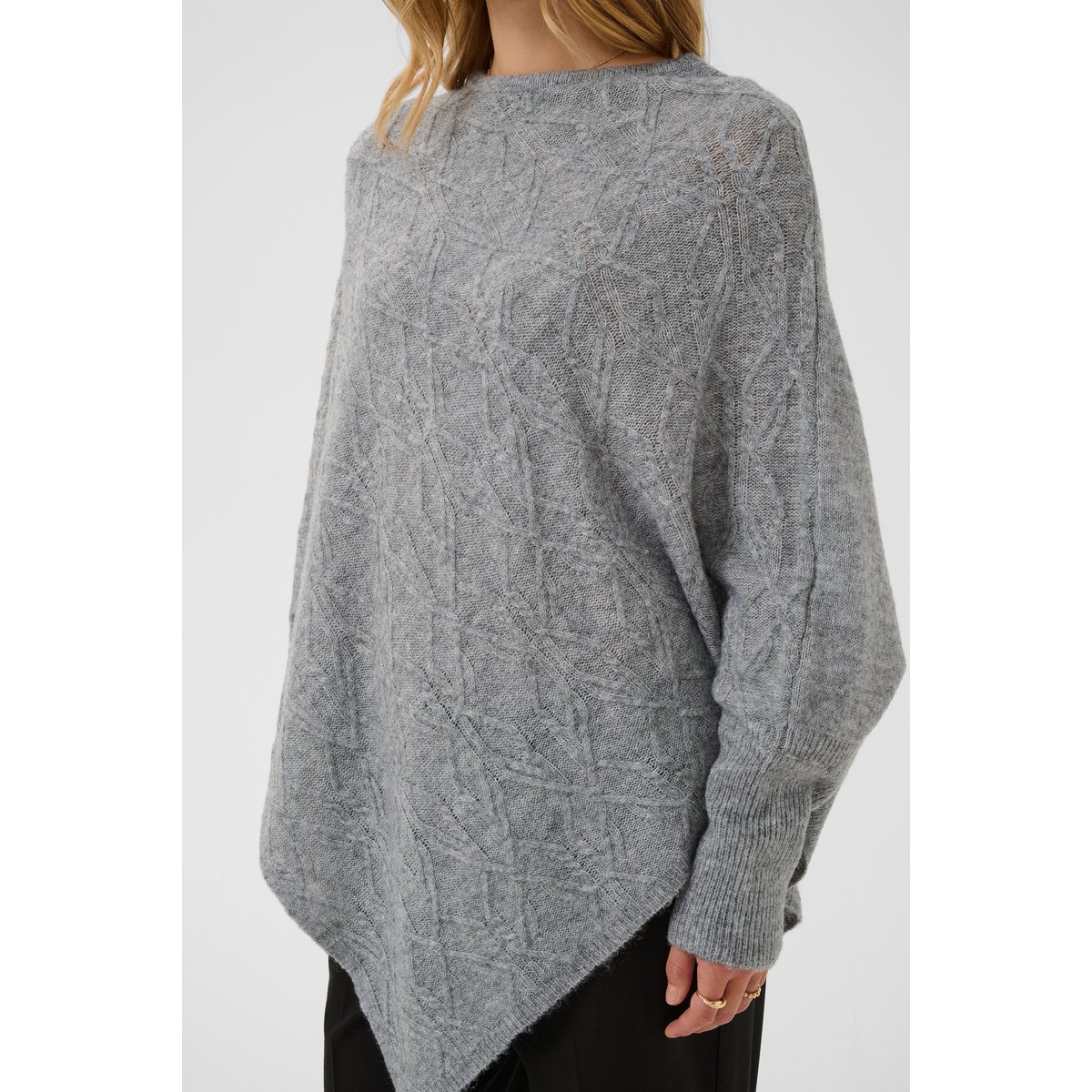 Poncho gris grey melange, CREAM
