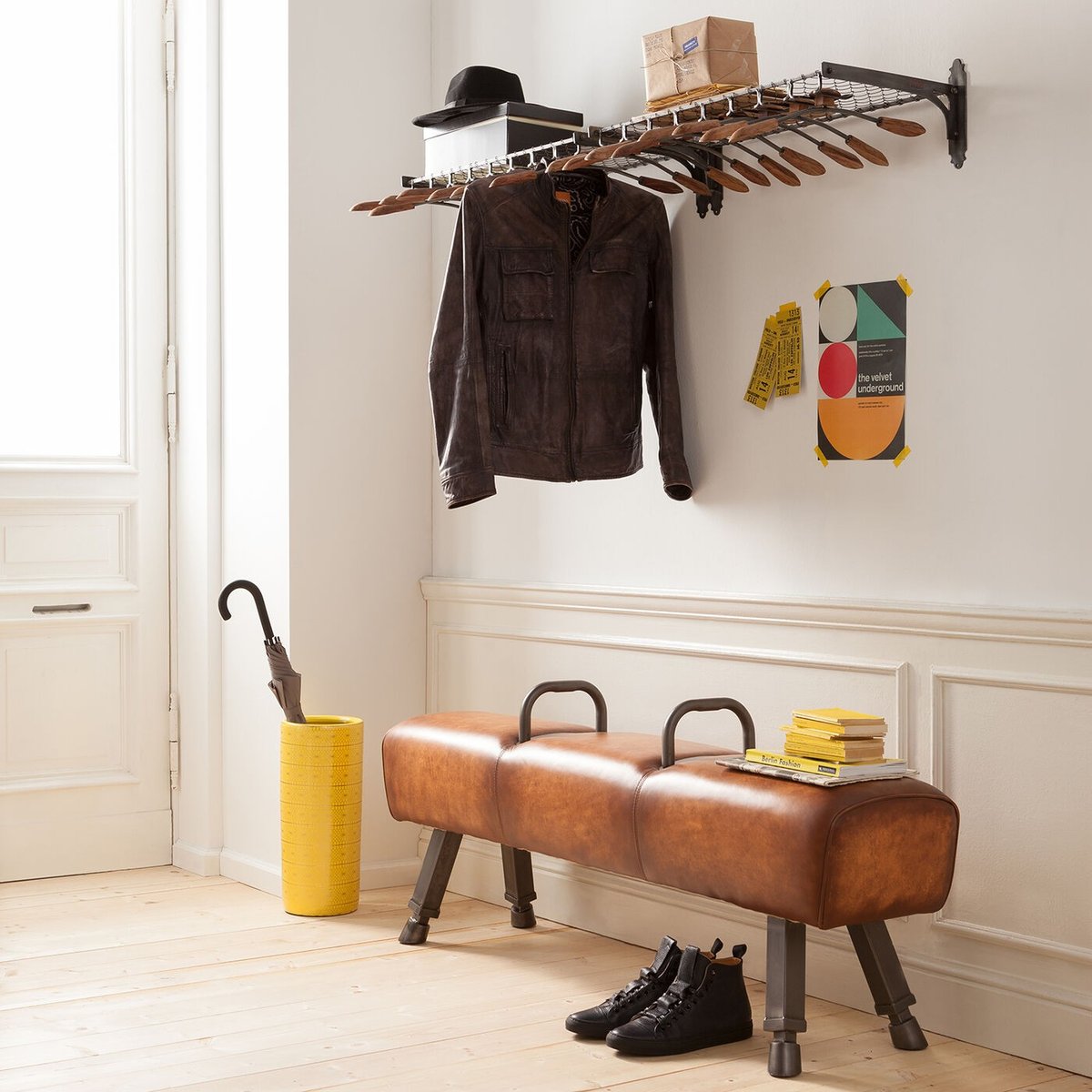 Banc en cuir, GYM GABBY marron, KARE DESIGN