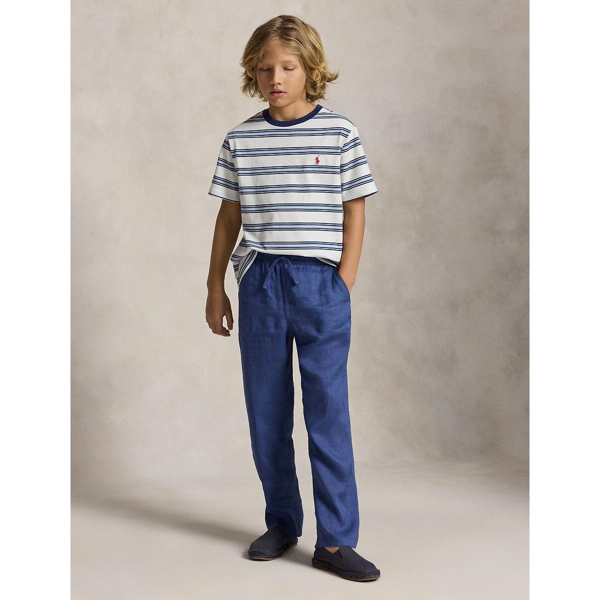 T-shirt maniche corte a righe rigato blu/bianco, POLO RALPH LAUREN