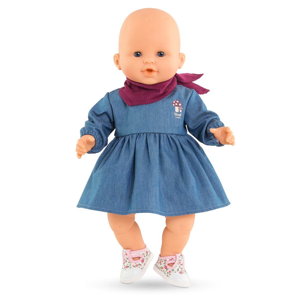 Robe en Jean Manches Longues & Foulard Petit Explorateur pour poupon 36 cm couleur unique, COROLLE