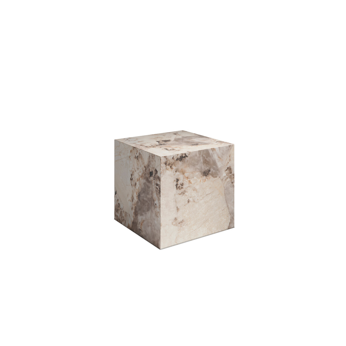 Serafina Pandora Faux Marble Block Side Table marbled beige, ÉDITÉ