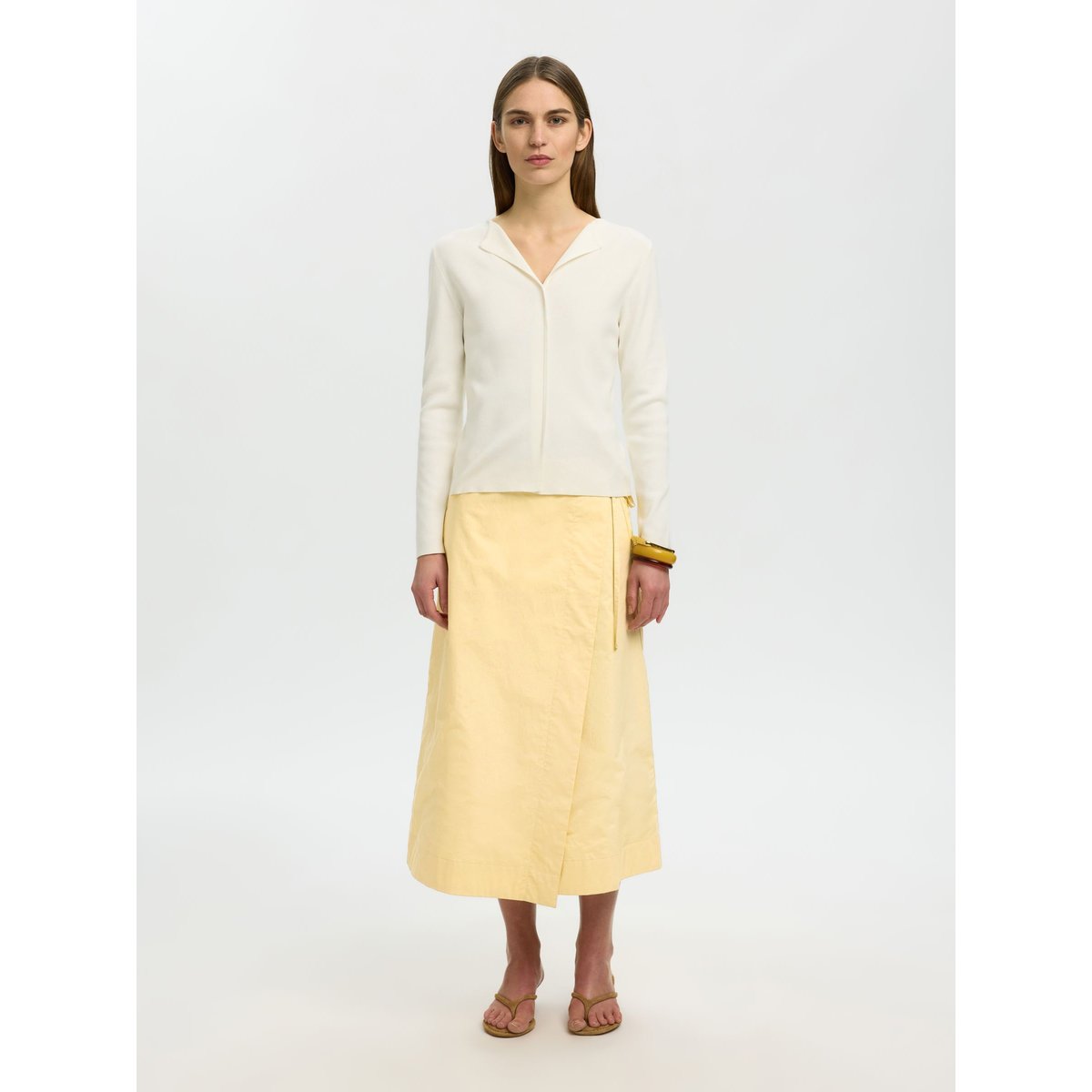 Jupe Mi-Longue jaune - italian straw, SELECTED