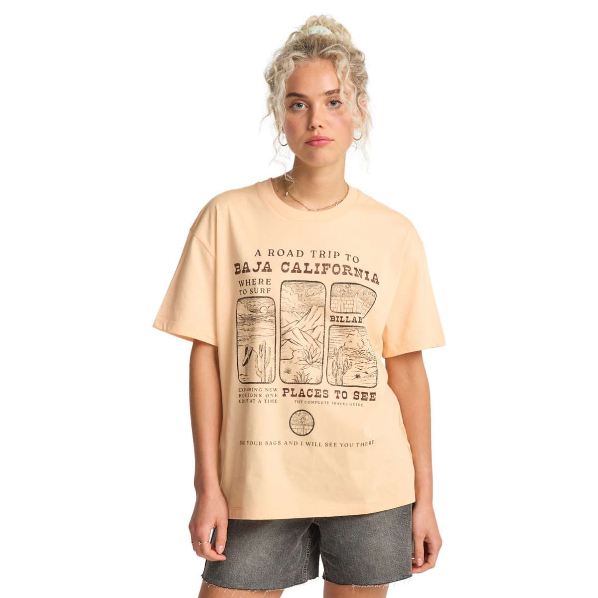 T shirt manches courtes FLYING TO THE MOON orange soft peach, BILLABONG