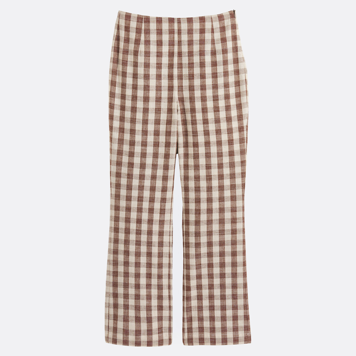 Pantalon bootcut 7/8 ème imprimé vichy  vichy marron, LA REDOUTE COLLECTIONS