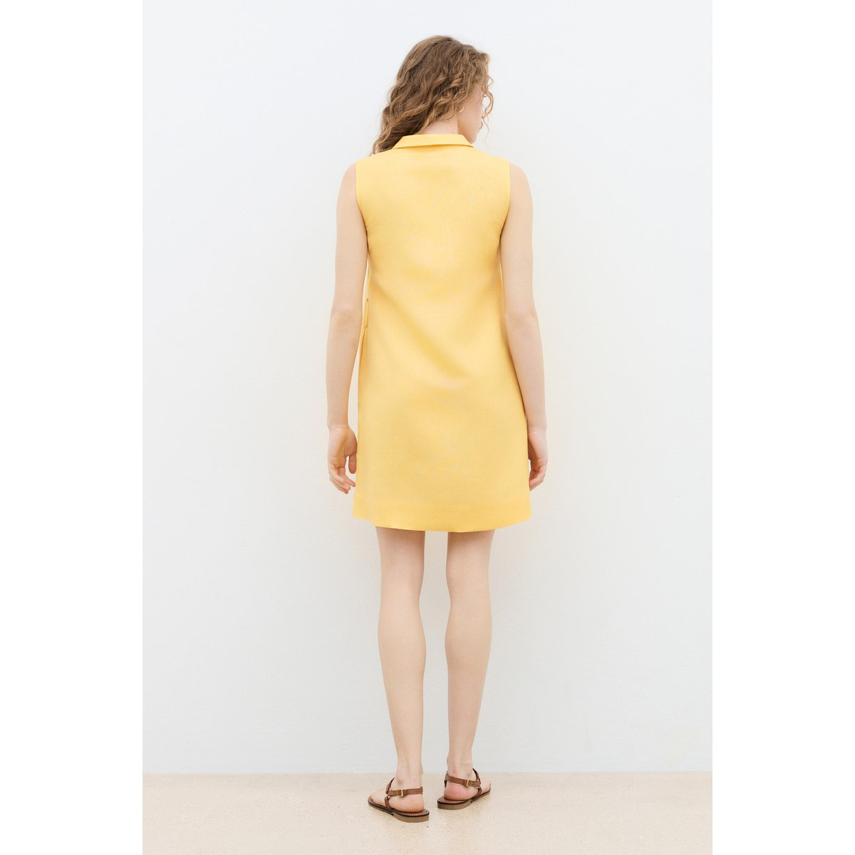 Robe droite col chemise lin ROBE RVANINO jaune, CAROLL