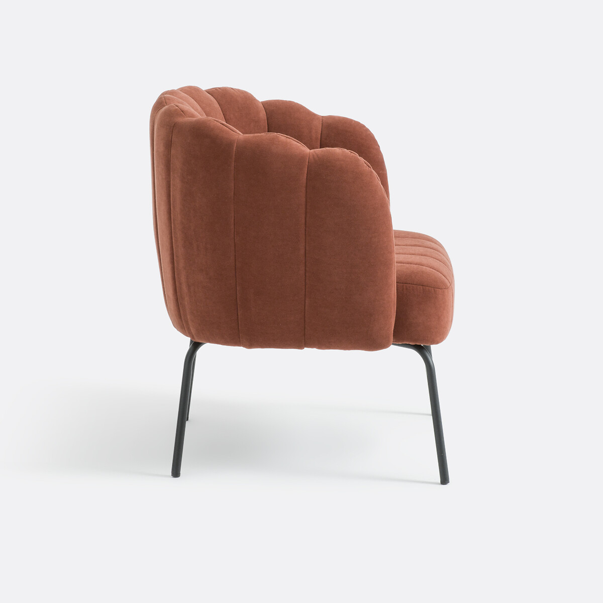 Fauteuil bas velours, Douna terracotta, LA REDOUTE INTERIEURS