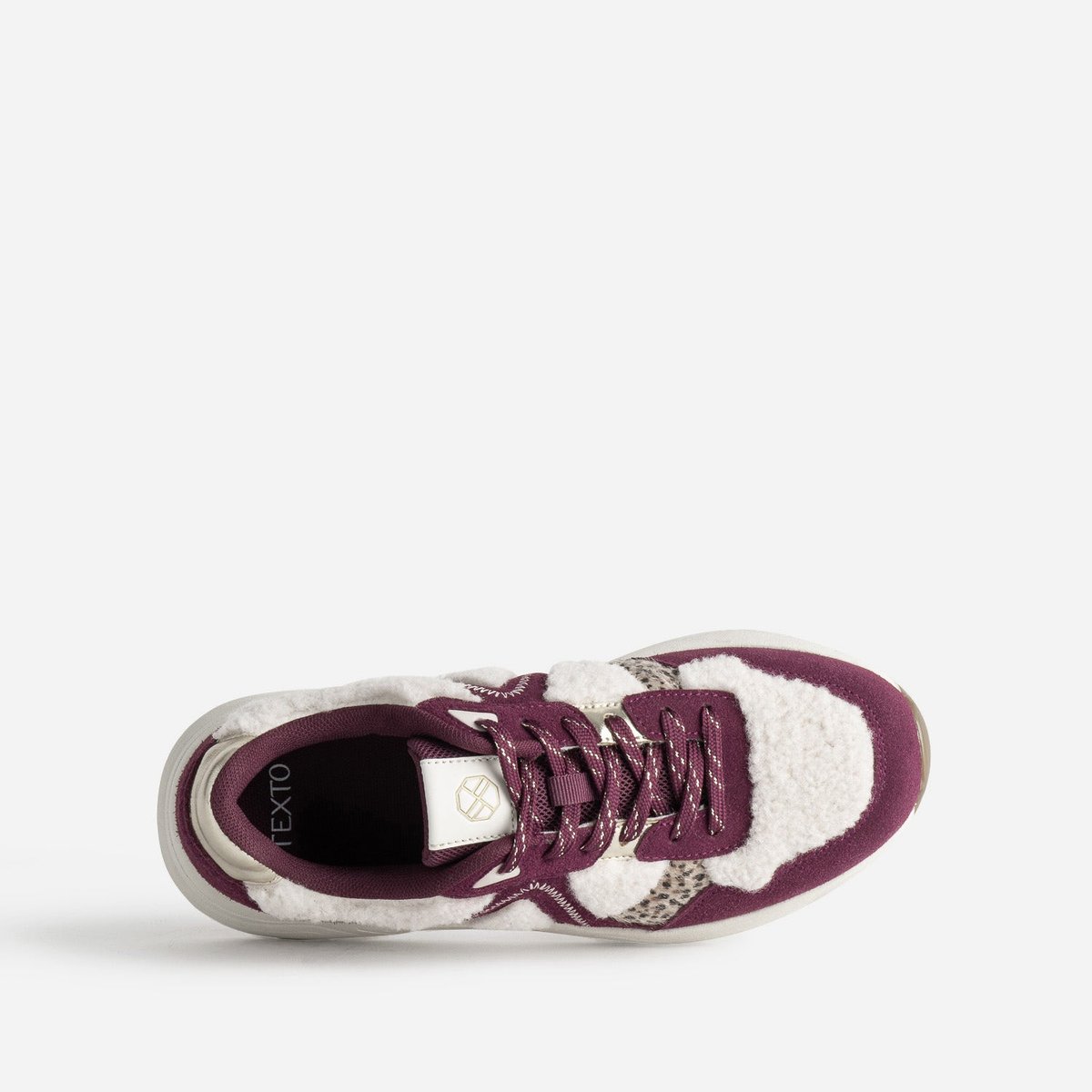 Basket PENDORA. beige/bordeaux, TEXTO