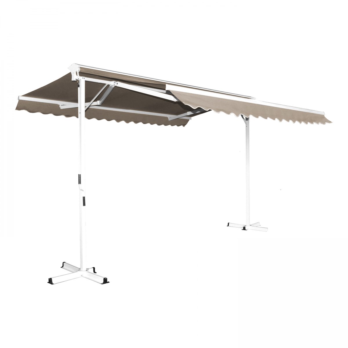 Store banne double pente 3x4m et dalles de lestage, DELGADA taupe, OVIALA