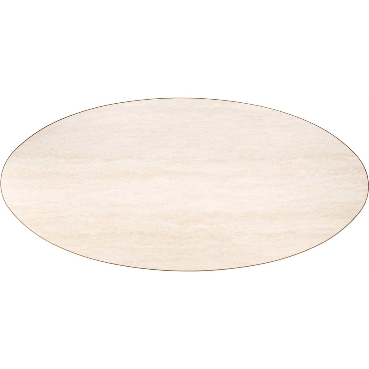 Table à manger ovale en céramique et métal Tivoli blanc travertin et bronze doré, RECOLLECTION