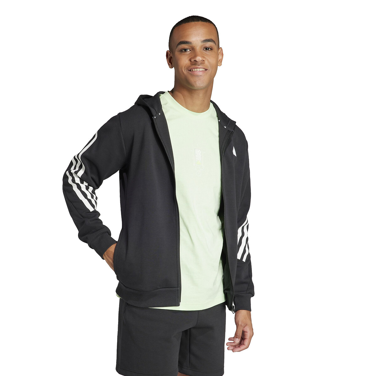 Sweat à capuche 3 bandes noir, ADIDAS SPORTSWEAR