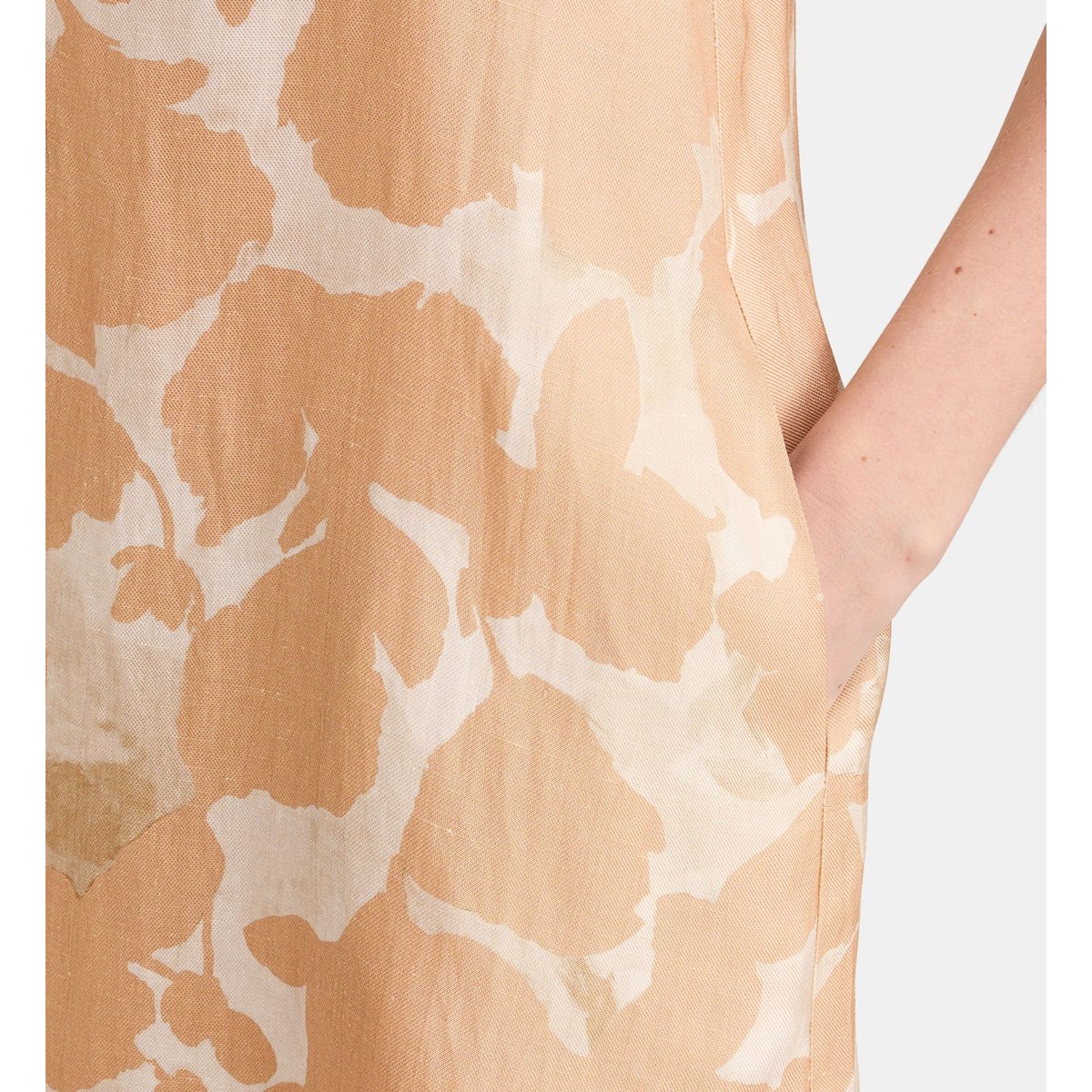 Robe courte droite eugenie flo à imprimé beige, GALERIES LAFAYETTE