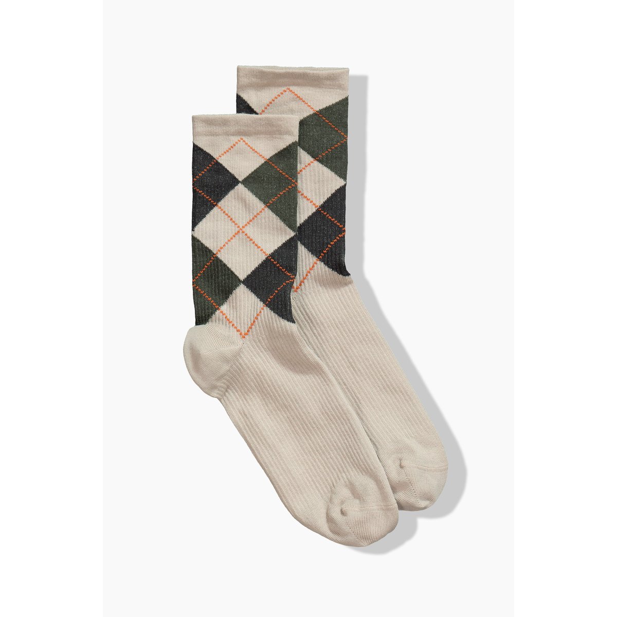 Chaussettes de compression, motif à carreaux beige foncé, ULLA POPKEN
