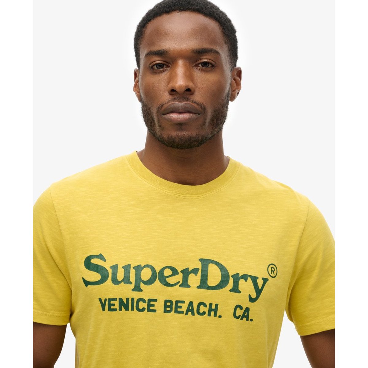 T-shirt classique à logo Venue jaune pétrole flammé, SUPERDRY