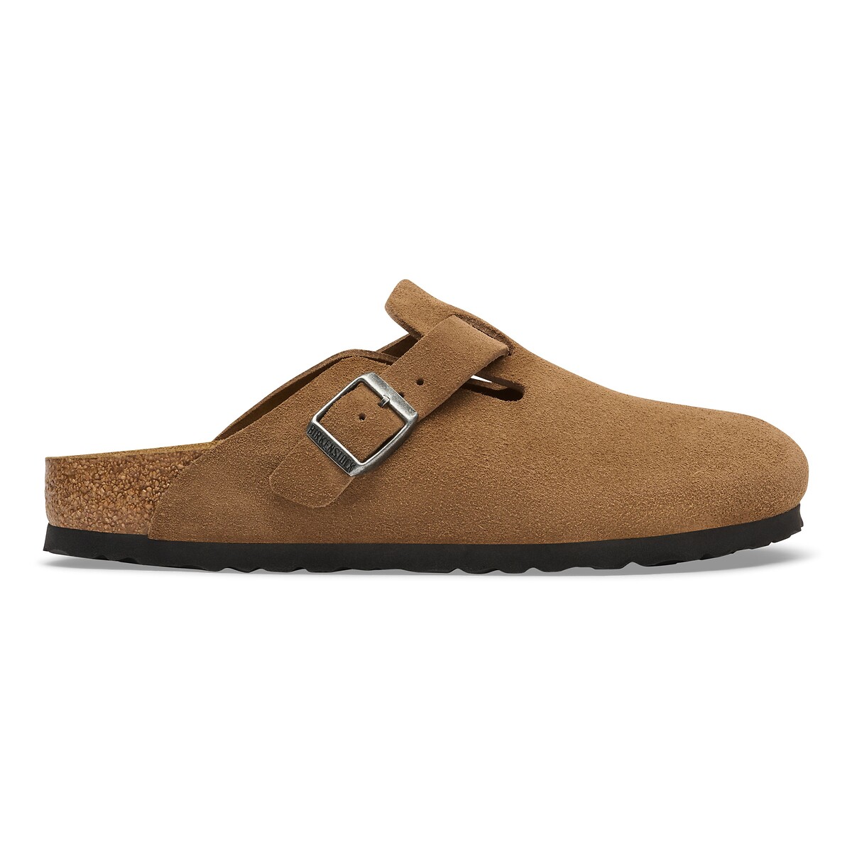 Sabots en cuir suédé, BOSTON brun foncé, BIRKENSTOCK