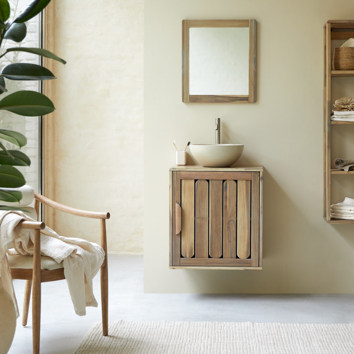 Meuble Salle De Bain en Acacia massif, LILA naturel, TIKAMOON