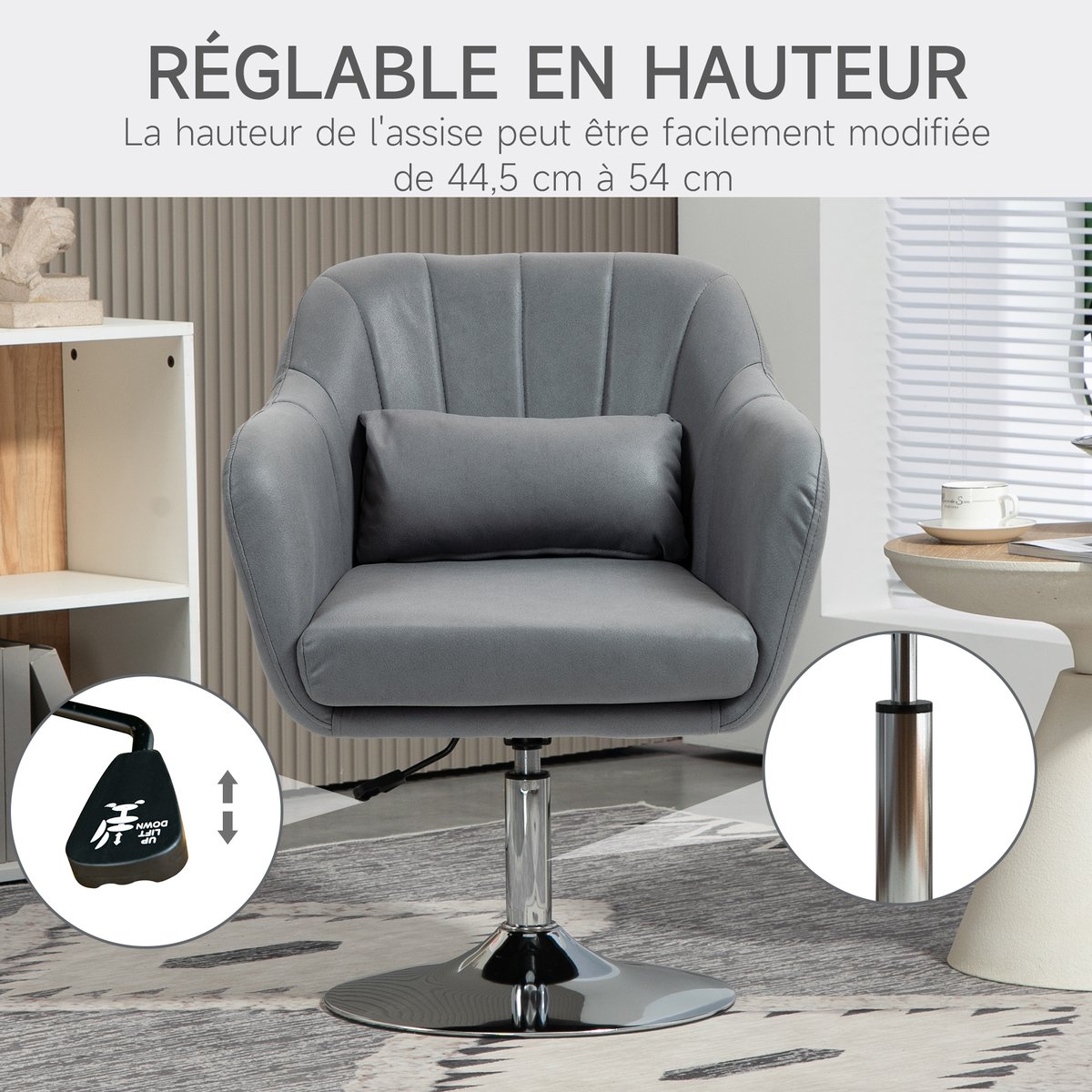 Accent Chair Tissu microfibre (100% gris foncé, HOMCOM