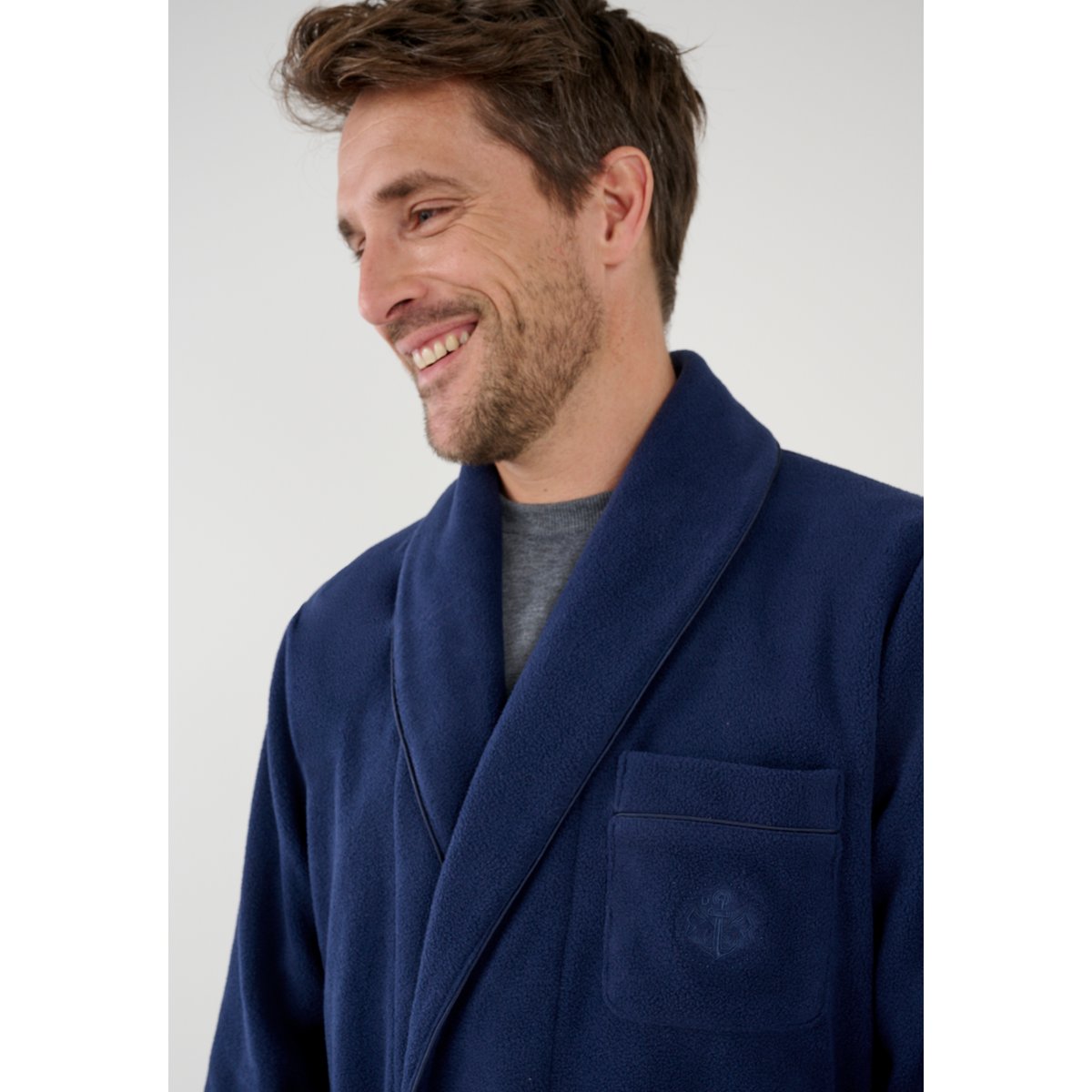 Robe de chambre maille polaire, Thermolactyl bleu marine, DAMART