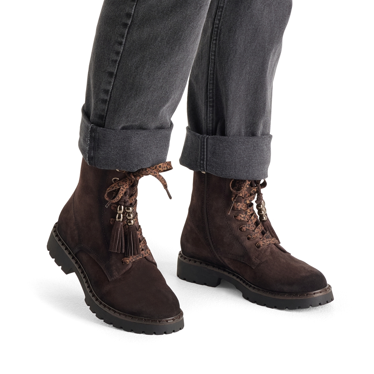 Bottine en cuir marron mocca, TAMARIS