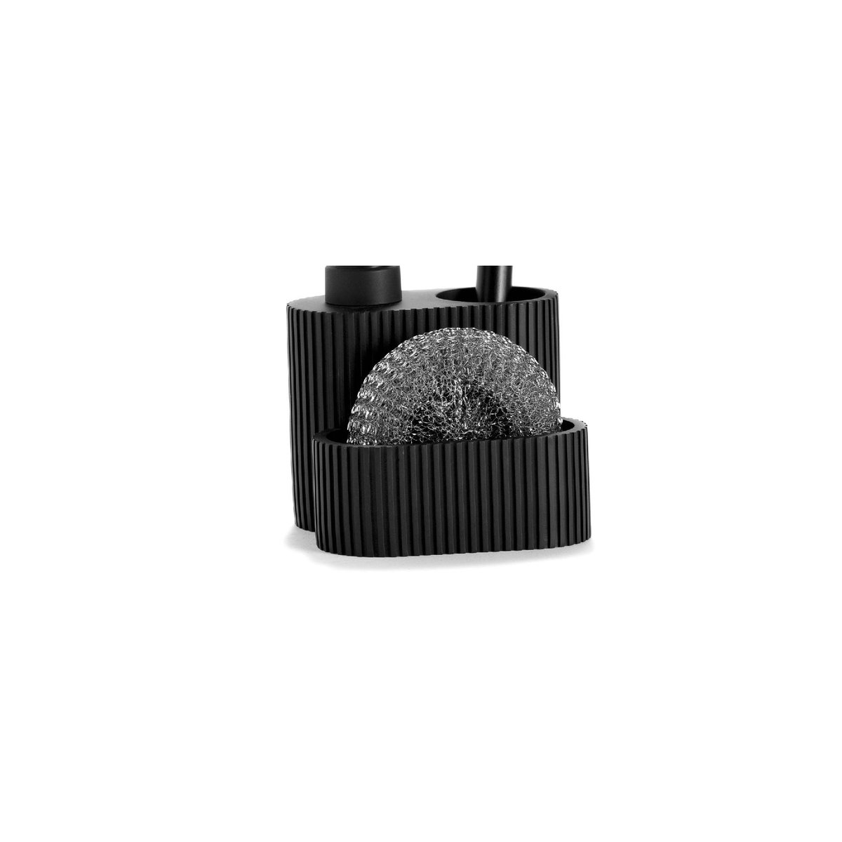 Distributeur liquide vaisselle + porte éponges polyrésine noir - 11.5x11x19cm noir, WADIGA