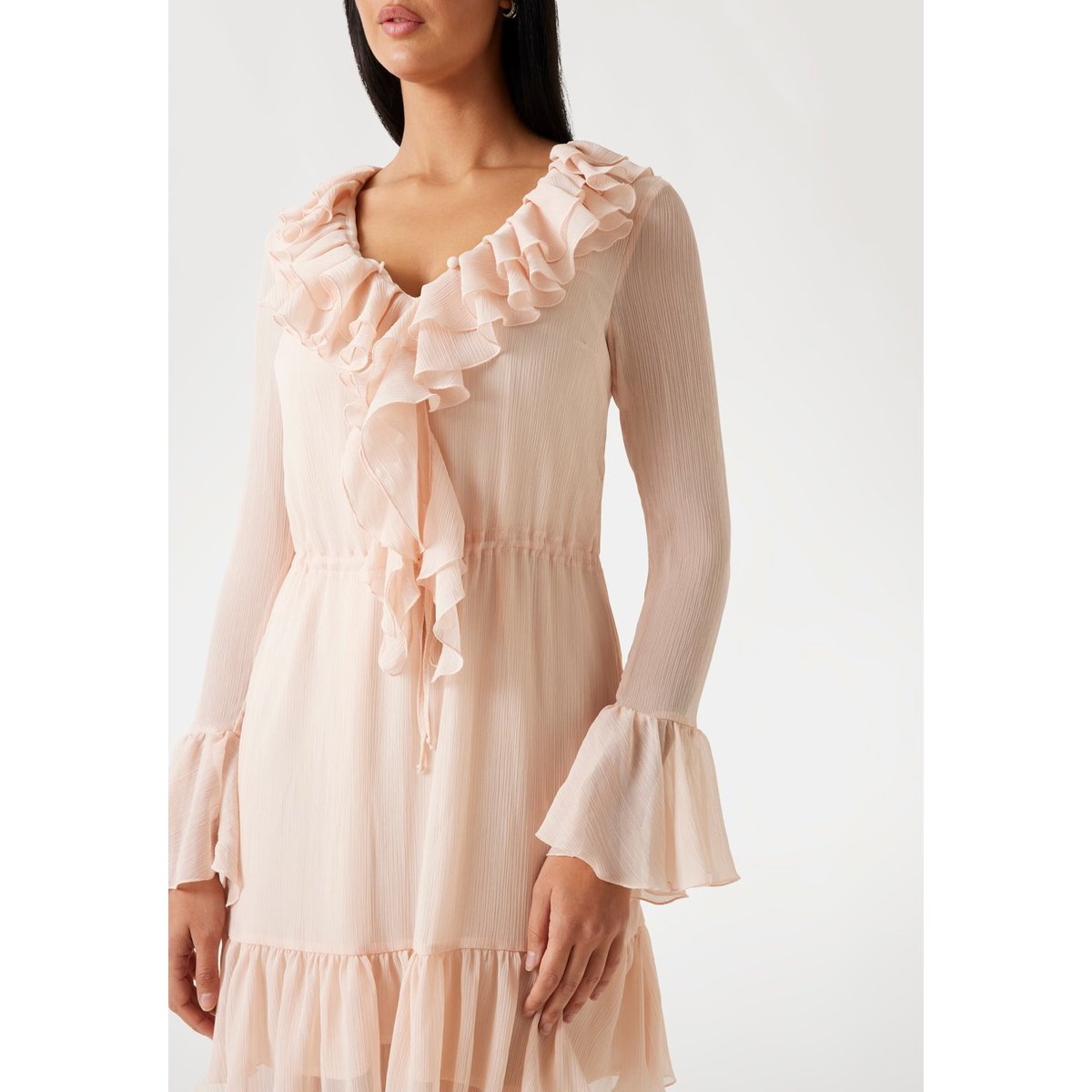 Mini Robe Volantée rose poudré, GUESS