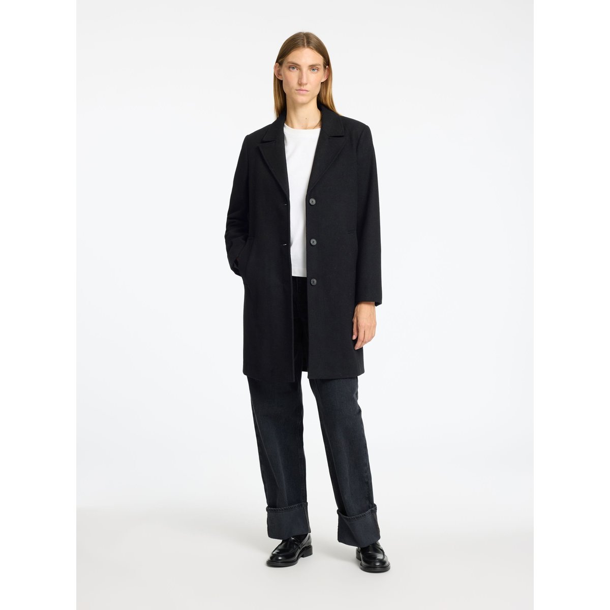Manteau noir - black, SELECTED
