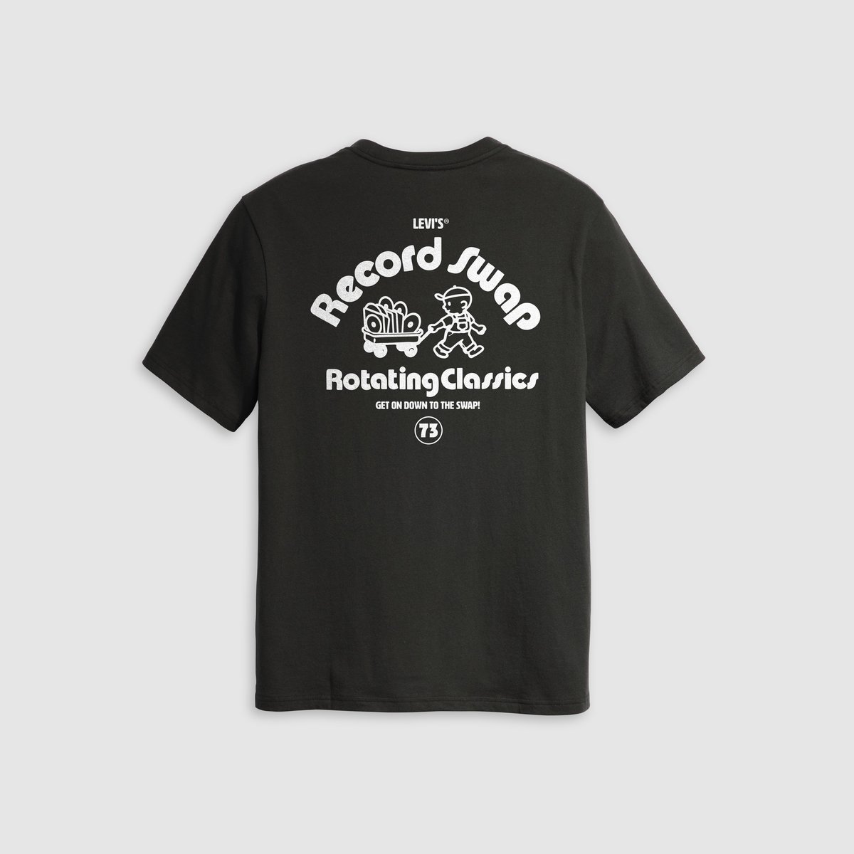 T-shirt coupe ample noir - levis record swap jet black body white logo, LEVI'S