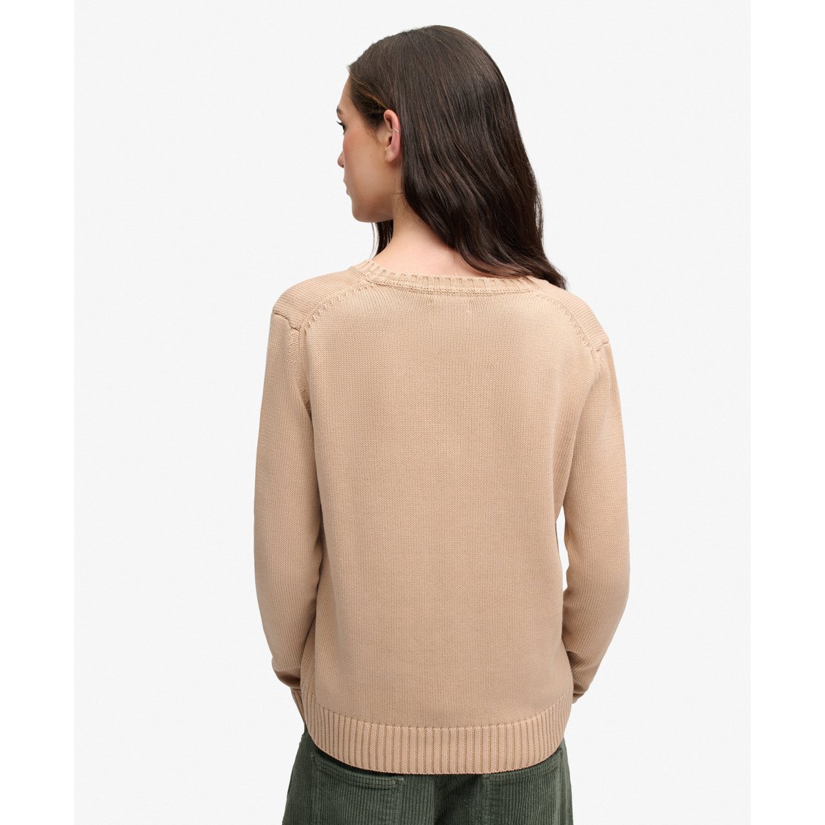 Pull Col V Délavé taupe clair, SUPERDRY