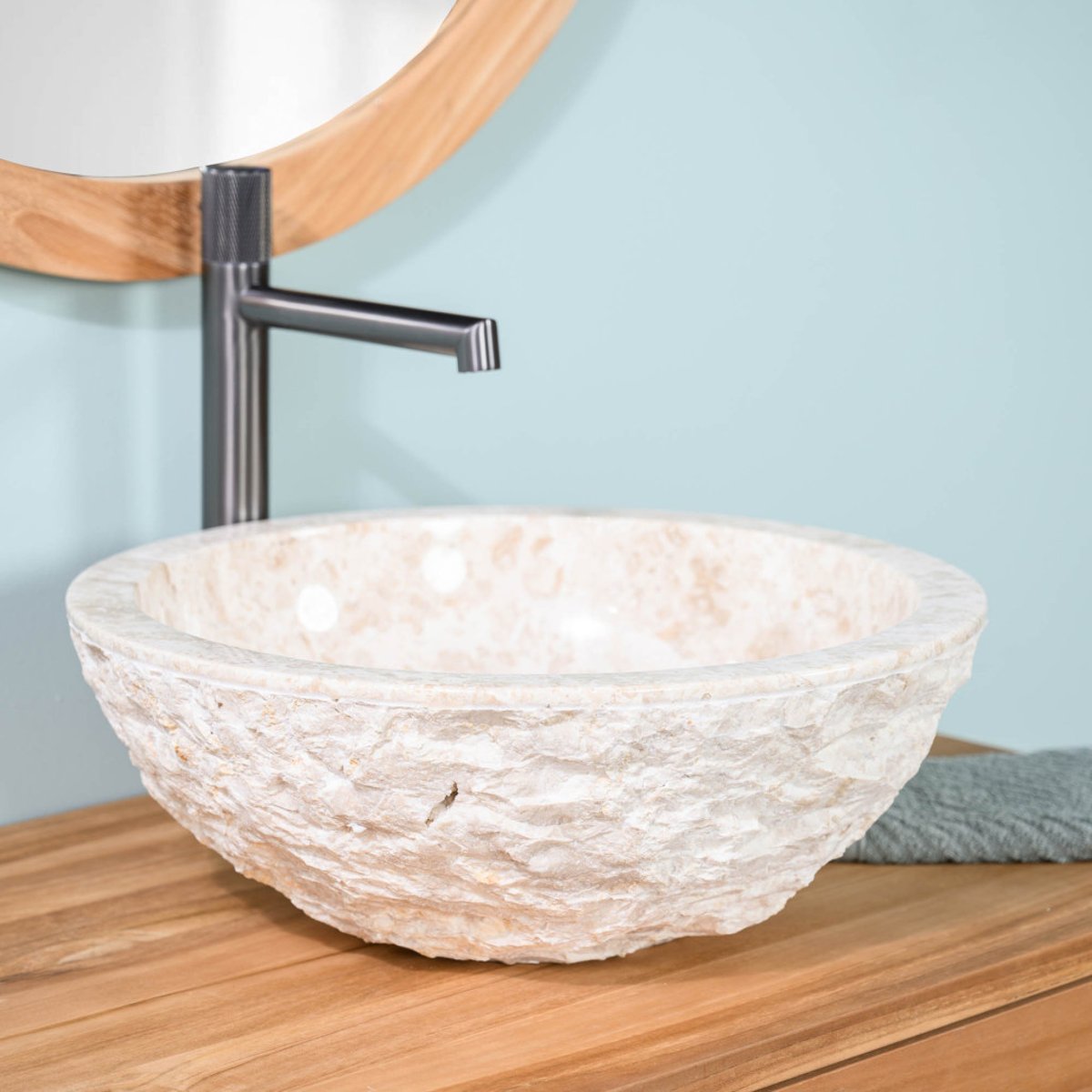 Vasque à poser en marbre ronde 40cm ROME crème, WANDA COLLECTION