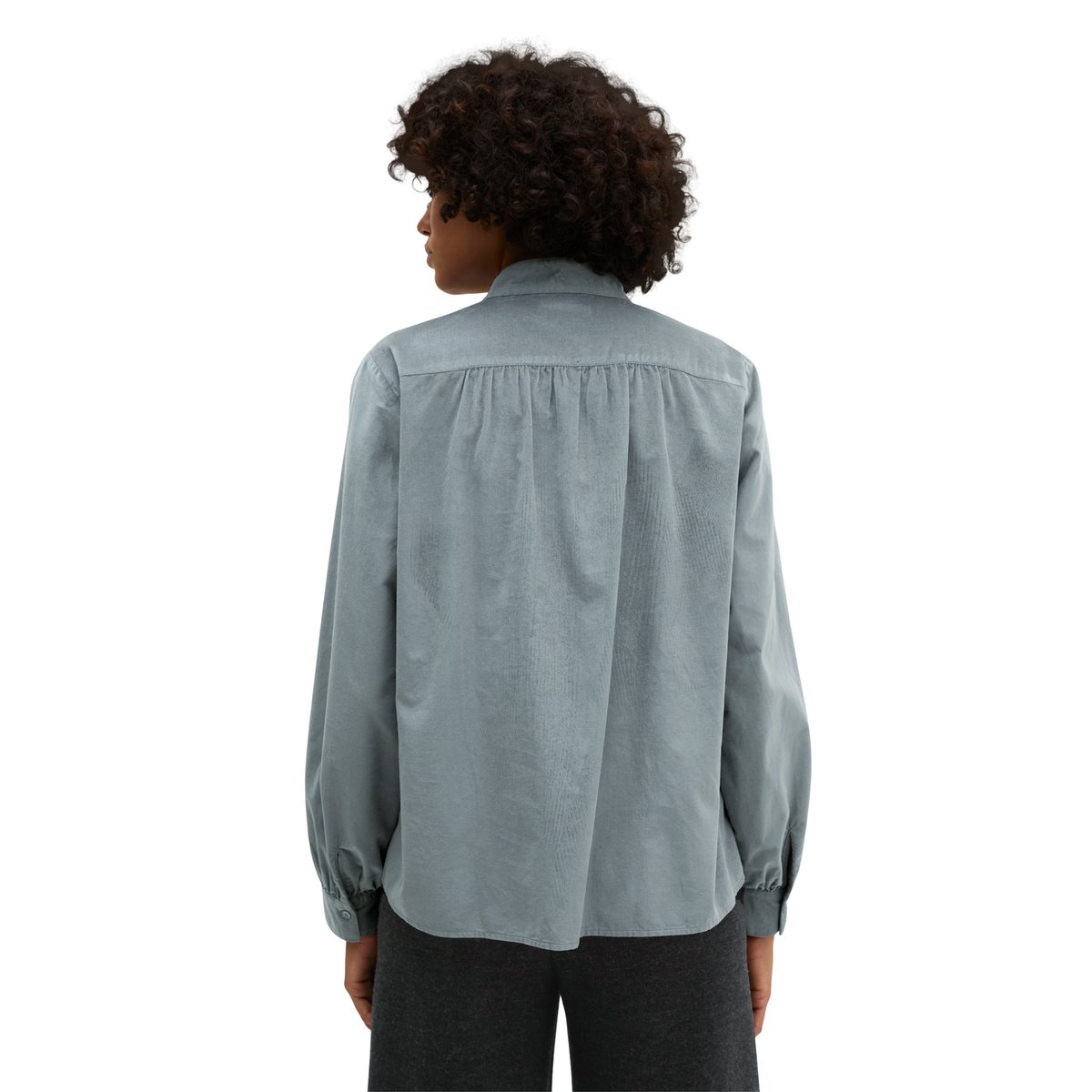 Chemisier en velours, coupe décontractée en mélange de coton bio et de viscose gris, MARC O'POLO