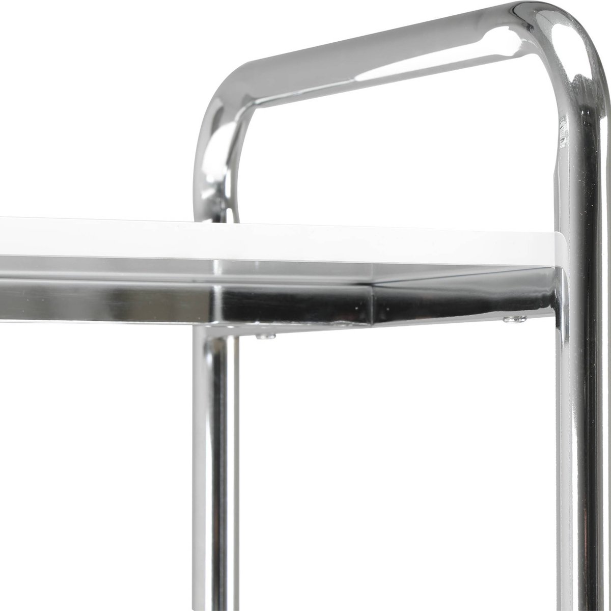 Etagère métal chromé et décor bois 5 niveaux LENNOX blanc, SWEEEK