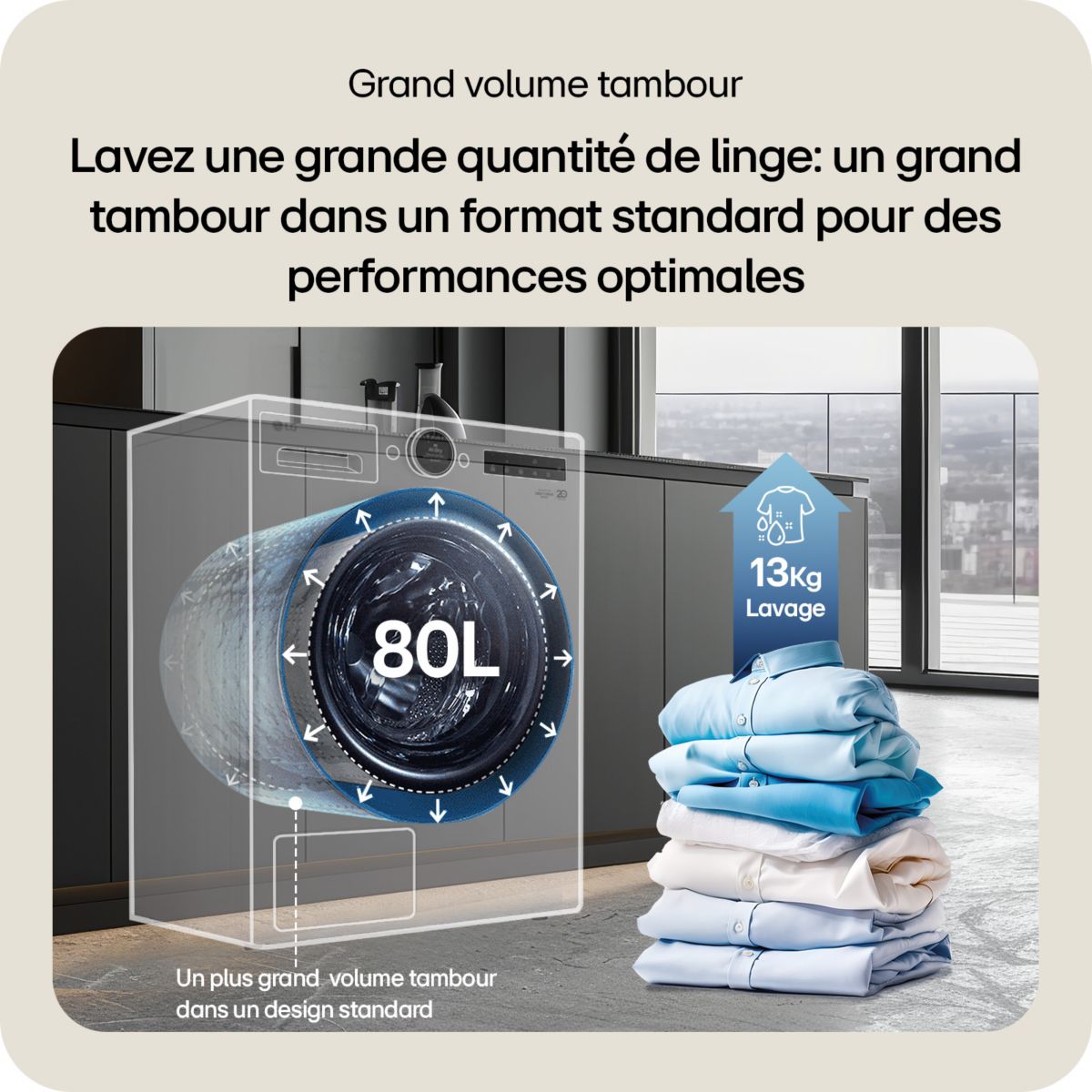 Lave linge hublot F34X56WHST couleur unique, LG
