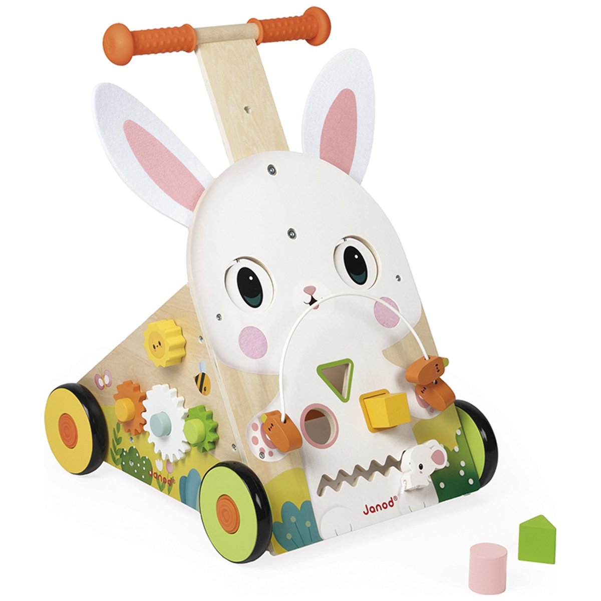 Chariot de marche multi-activités blanc, rose, vert, JANOD