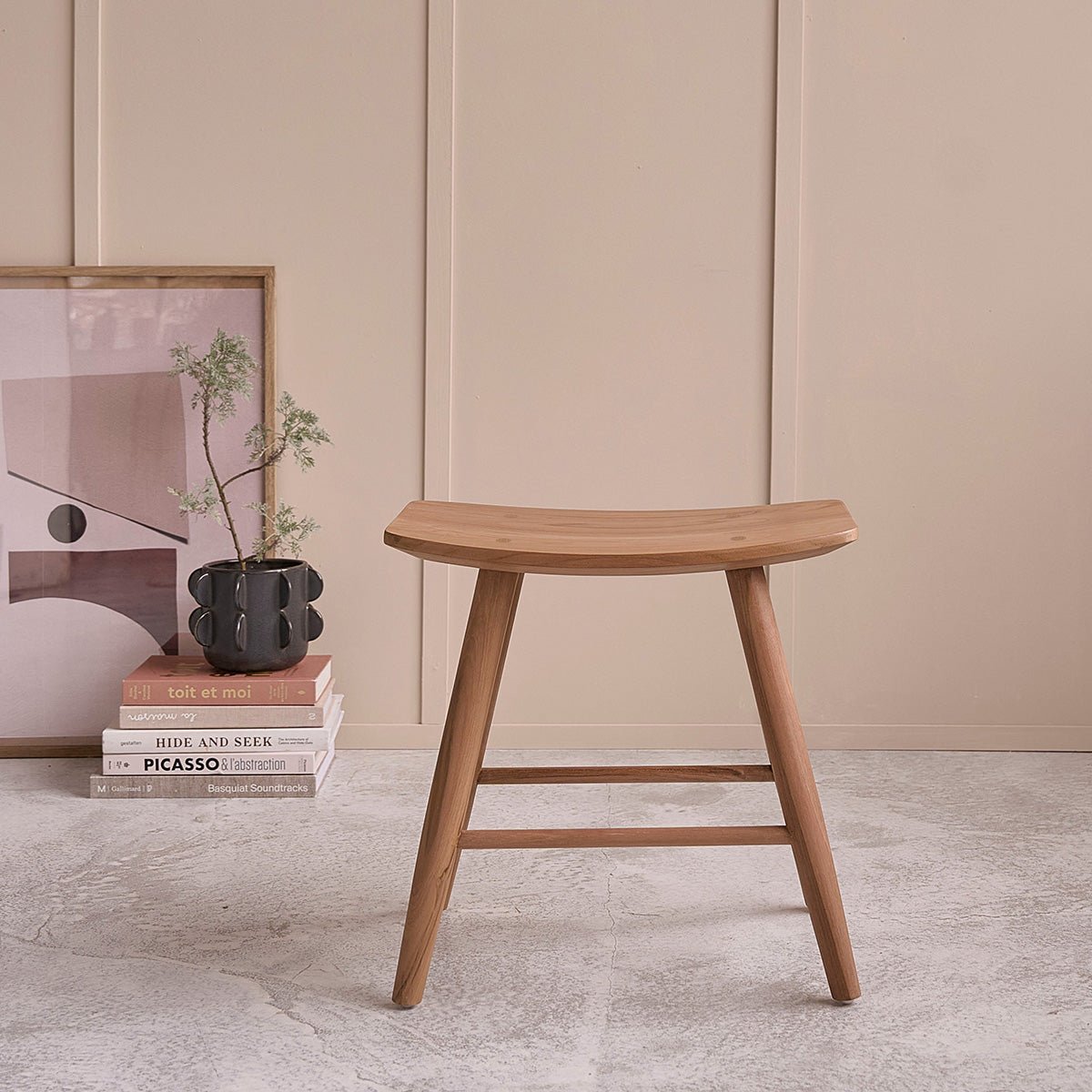 Tabouret en teck massif AMBRE naturel, BERAH GETAH